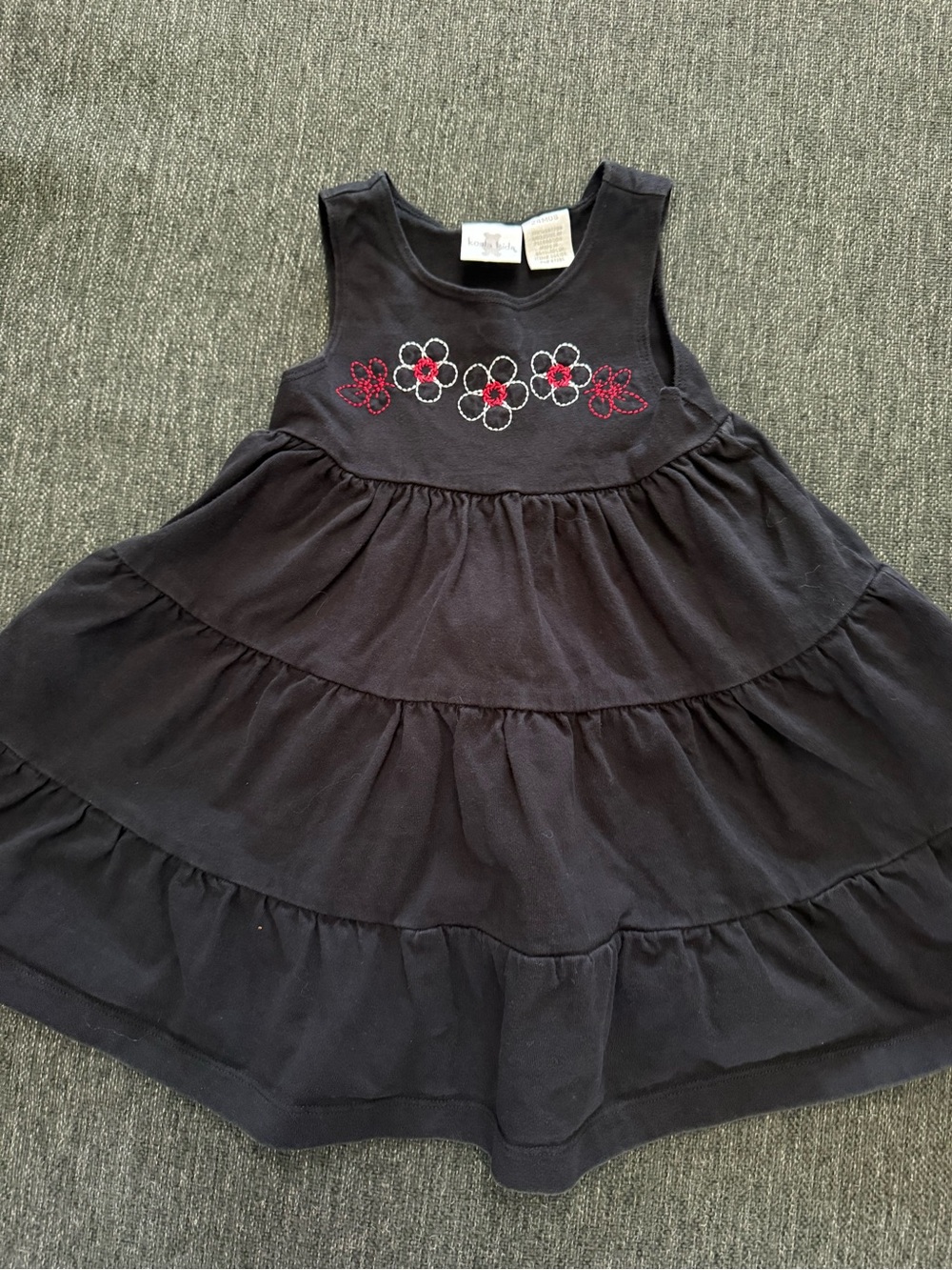 Koala Kids Black Tiered Floral Embroidered Kids Dress Sz 24 months